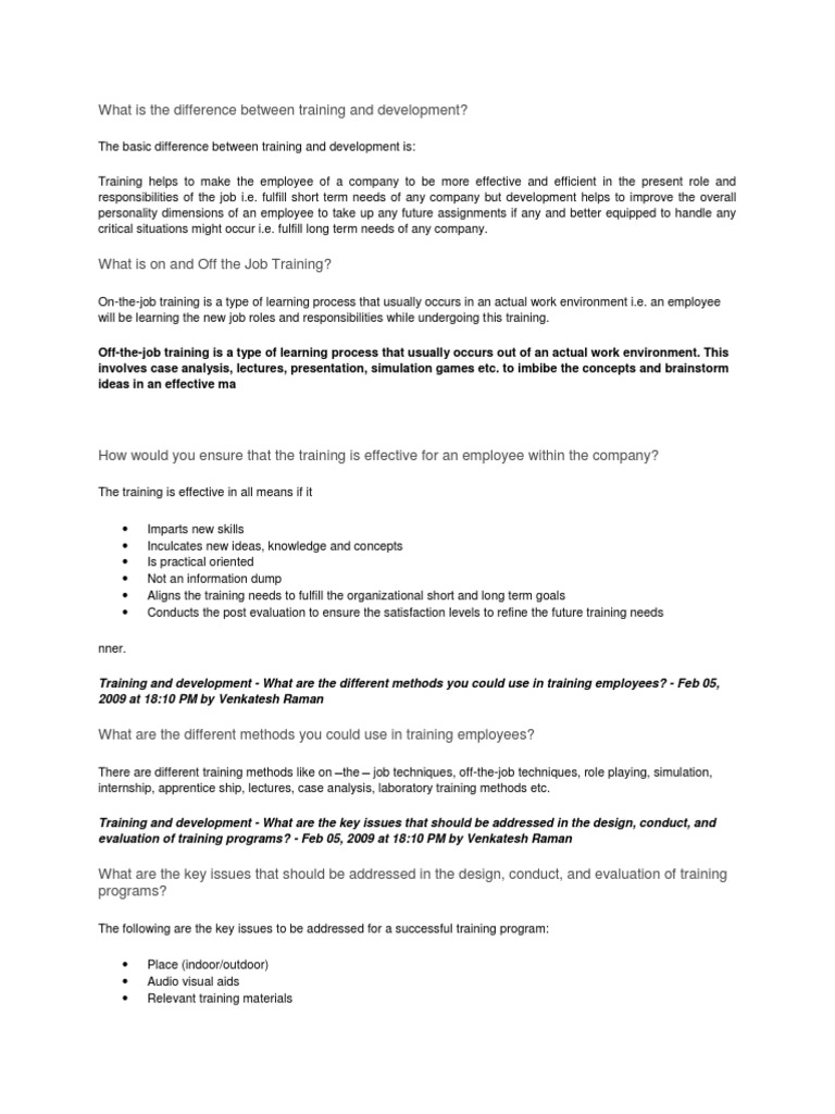 What Is The Difference Between Training and Development | PDF