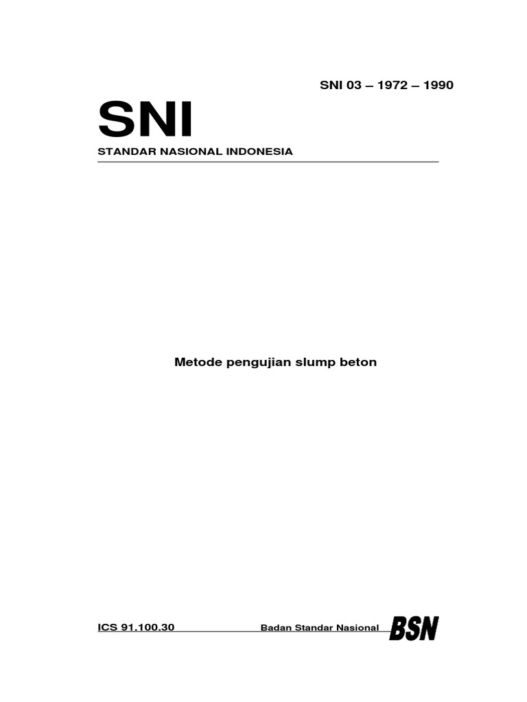 SNI 03-1972-1990 (Metode Pengujian Slump Beton) | PDF