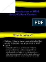 Internationalization of HRM: Socio-Cultural Context