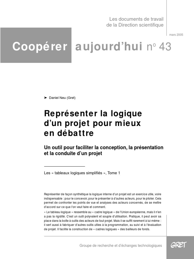 Montage de Projet Cadre Logique  PDF  Dé  Développement durable