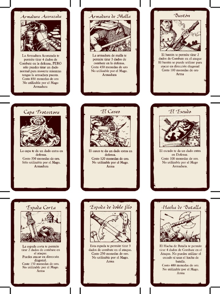 CARTAS HEROQUEST Equipo de Batalla