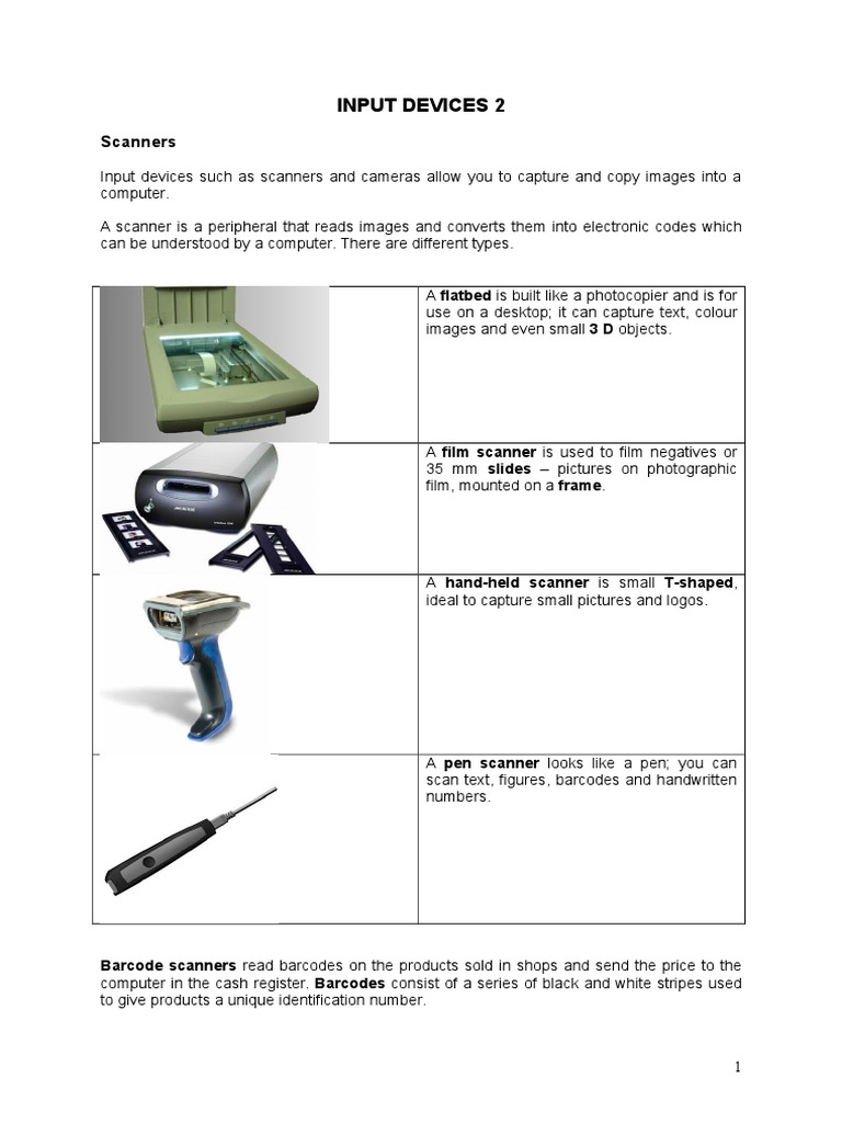 Input and Output Devices | Printer (Computing) | Image Scanner