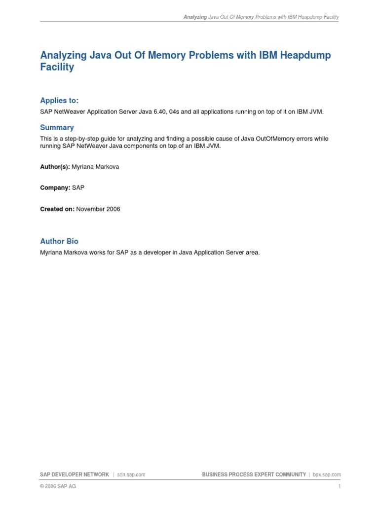 Analyzing Java OutOfMemory Problems With IBM Heapdump Facility | PDF ...