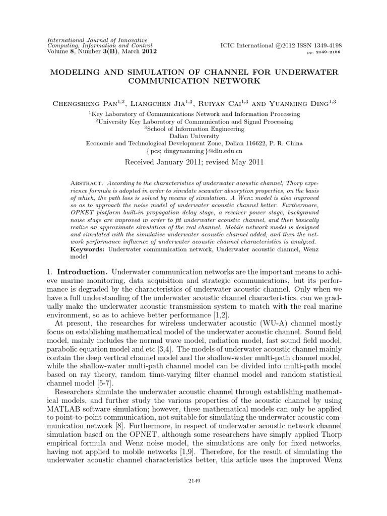 Underwater Communication Channel Simulation | PDF