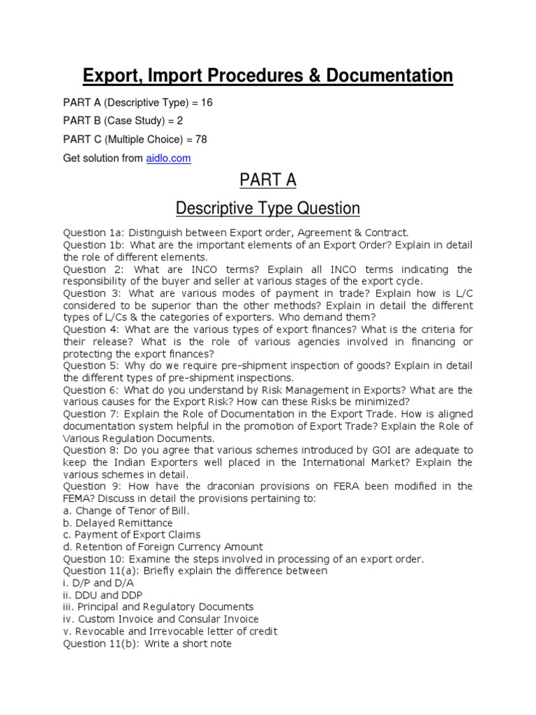 Export and Import Procedures Overview | PDF | Trade | International ...