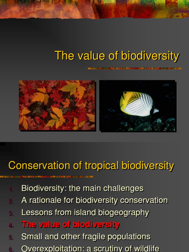 The Value of Biodiversity.ppt Biodiversity Conservation Biology