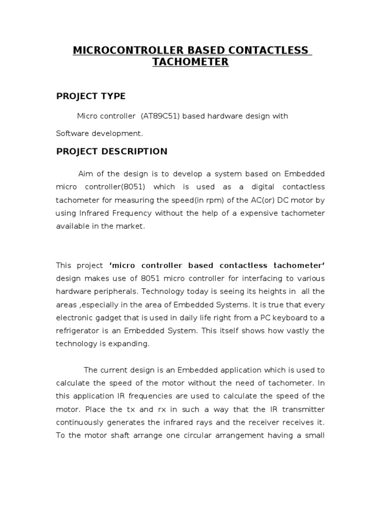 Contactless Tachometer Using Microcontroller | PDF | Microcontroller ...