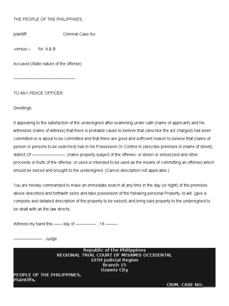 Warrant SAMPLE | PDF | Nature