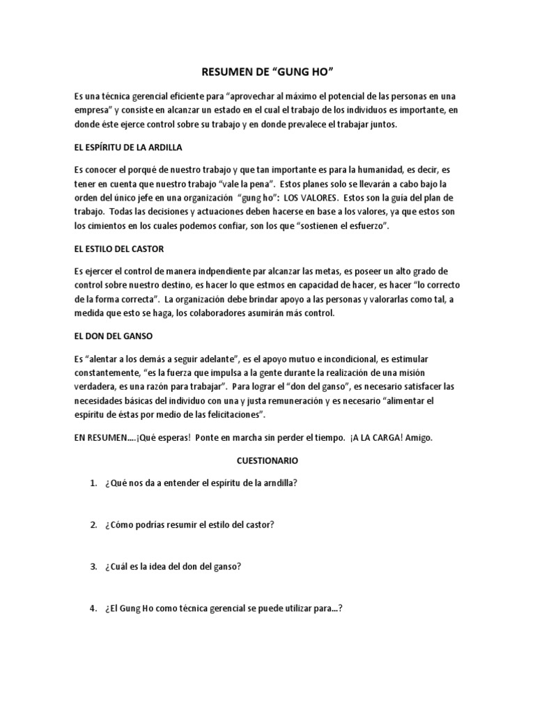 Resumen Gung Ho
