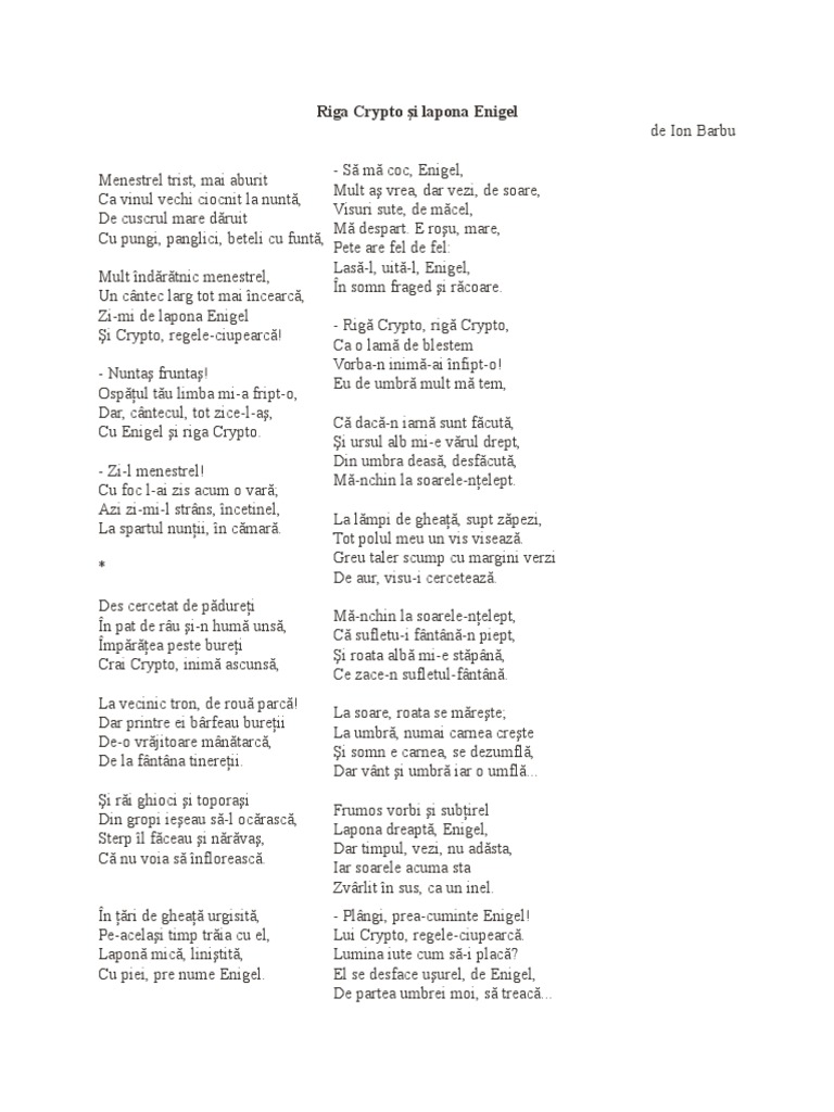 Riga Crypto Şi Lapona Enigel | PDF