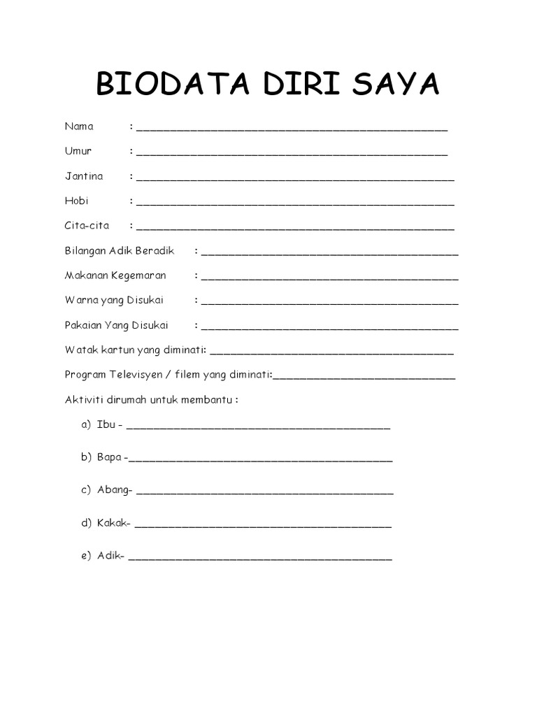 Contoh Biodata Diri Saya Contoh Essay Biodata Diri Warsiogx