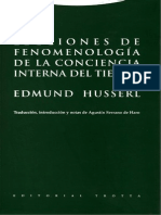 Edmund Husserl - Lecciones de Fenomenología de La Conciencia Interna Del Tiempo PDF