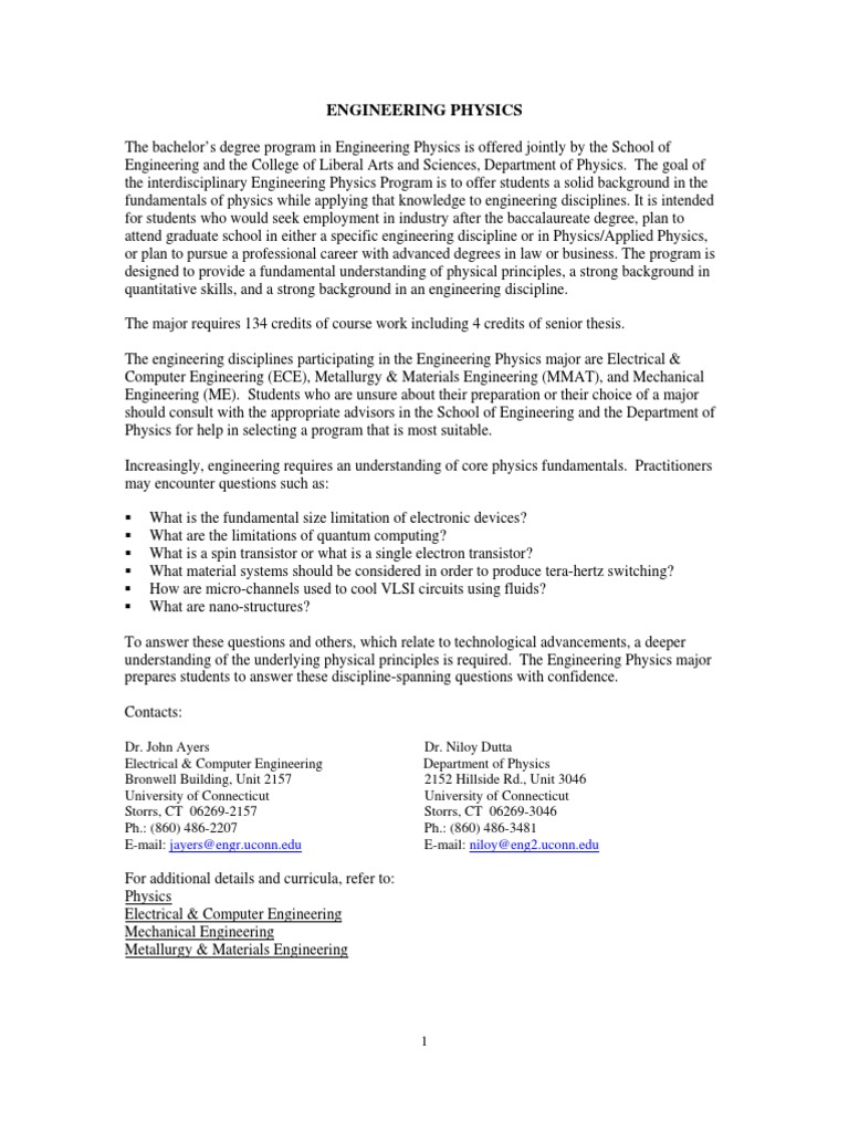 Engineering Physics Program Overview | PDF | Engineering | Physics