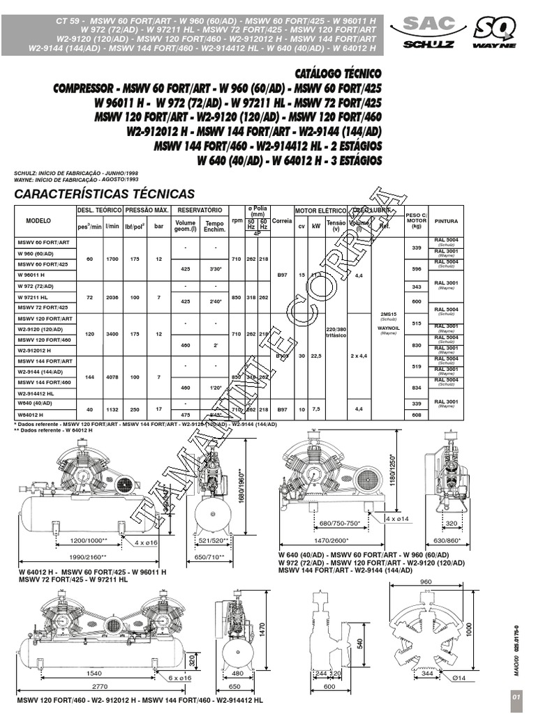 Catalogo Tecnico Compressor Schulz | PDF