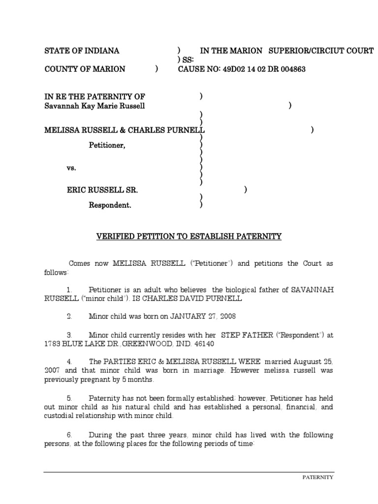 Final Copy for Paternity | Child Custody | Contact (Law)