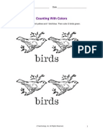 Counting With Colors: Directions: Color 1 Bird Yellow and 1 Bird Blue. Then Color 2 Birds Green