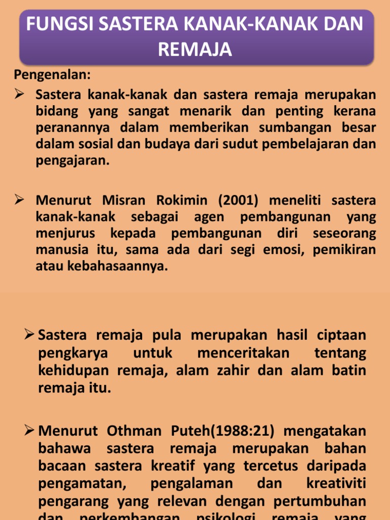 Fungsi Sastera Kanak Kanak Dan Remaja Pdf
