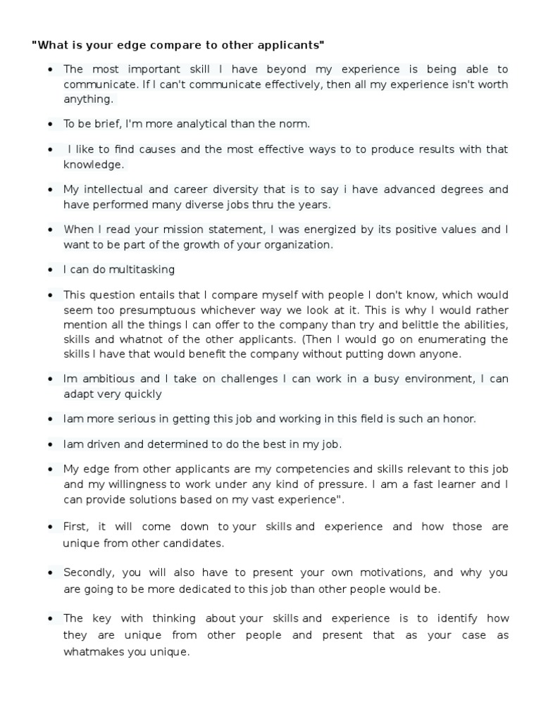 What Is Your Edge Compare To Other Applicants PDF
