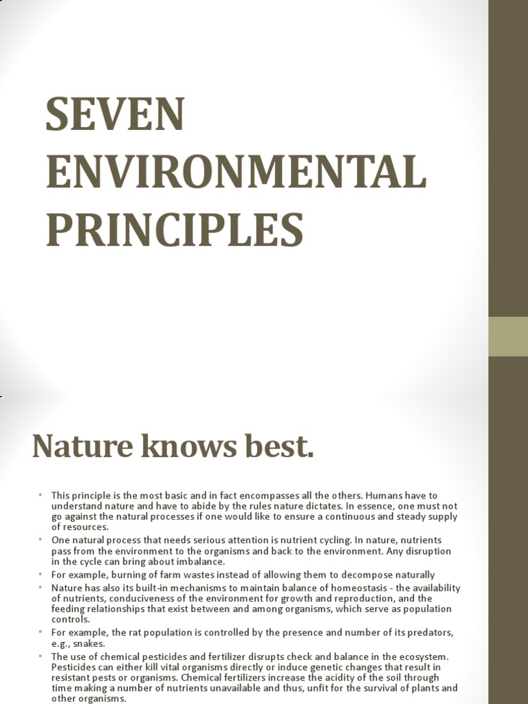 Seven Environmental Principles Renewable Resources Resource