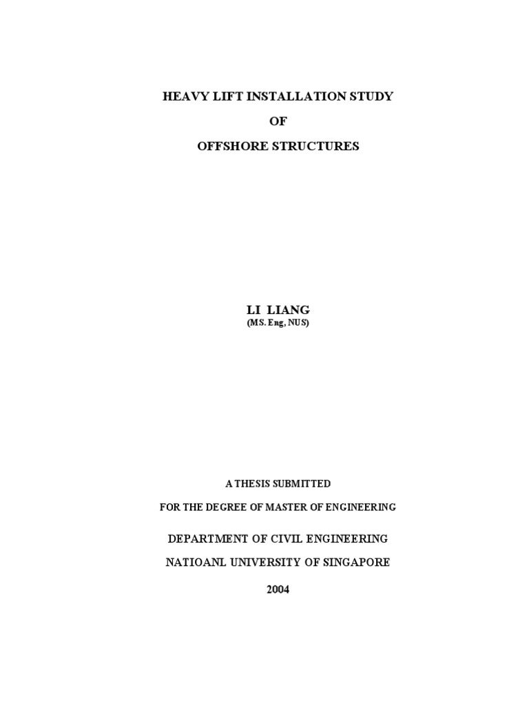 Offshore Heavy Lift Installation Study | PDF | Crane (Machine ...