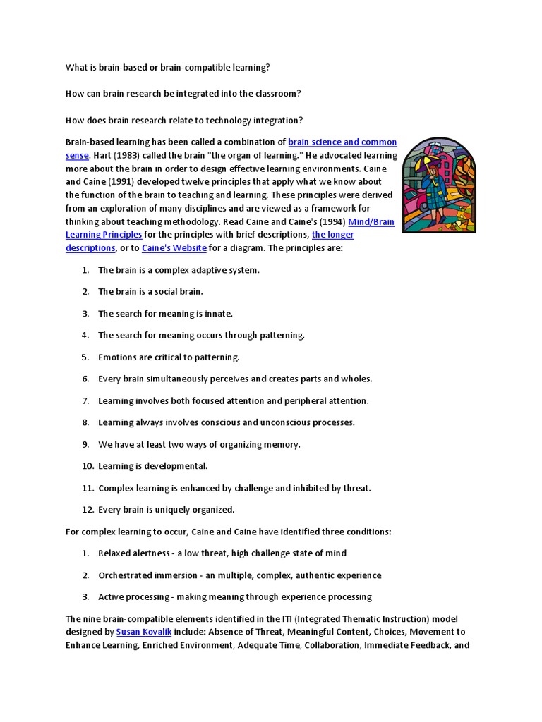 Brain Based Learning Pdf Learning Theory Education Emotions