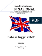 Pembahasan Soal UN Bahasa Inggris SMP 2012 (Paket Soal A86)