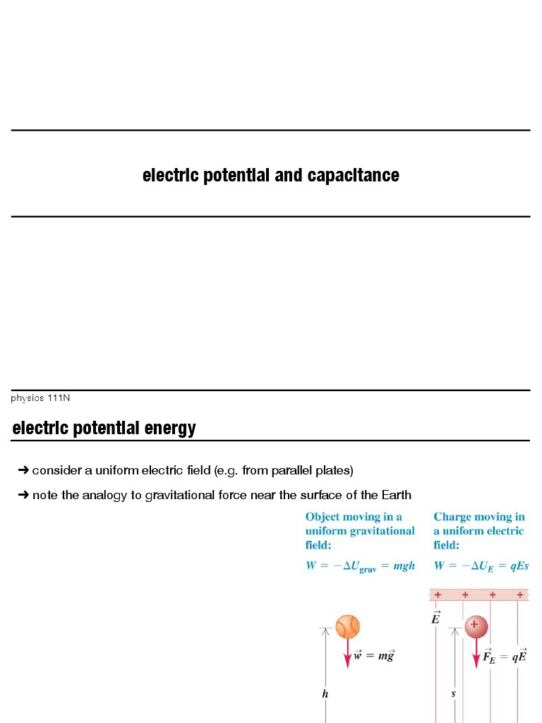 Electric Potential and Capacitance: Physics 111N | PDF
