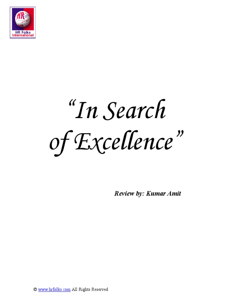 In Search of Excellence PDF Strategic Management Innovation