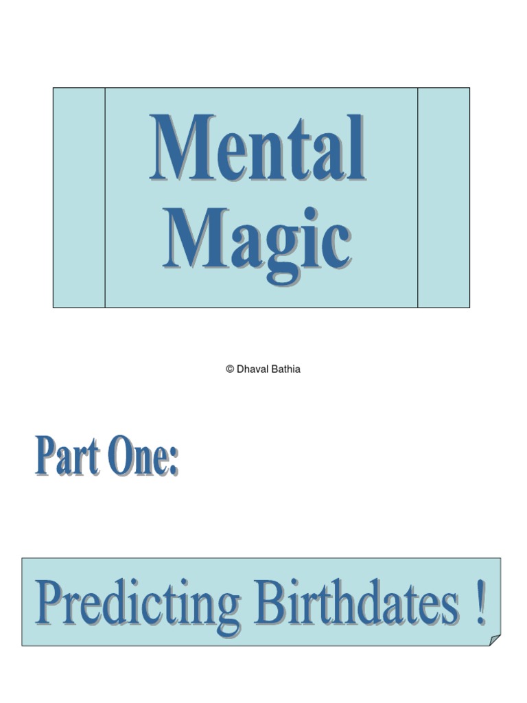 Mental Magic 1 - Predicting Birthdates | PDF
