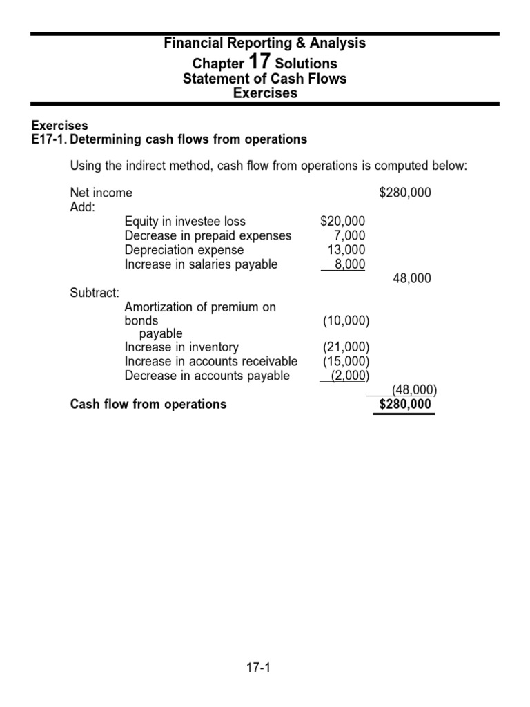 Financial Reporting & Analysis Solutions Statement of Cash Flows ...