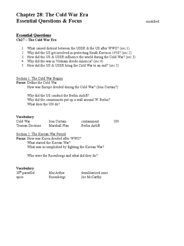 Cold War Era: Key Events & Questions | PDF | History