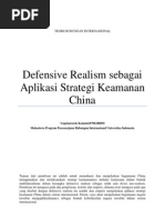 Download Defensive Realism Sebagai Aplikasi Strategi Keamanan China by Yugolastarob Komeini SN23316592 doc pdf