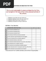 This Is A Very Useful Guide To Assess An Objective Test Item. Just Navigate To The Type of Item To Be Assessed and Look at The Criteria