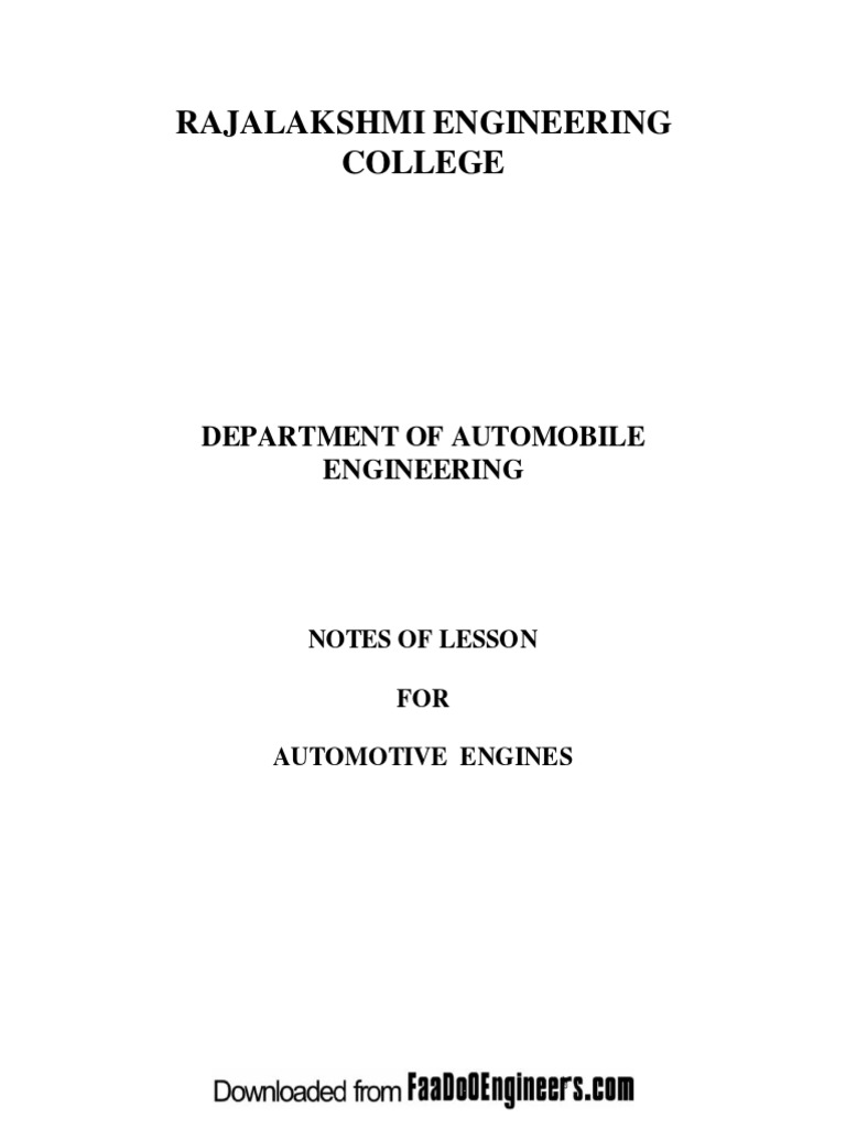 Automotive Engine Basics and Components | PDF