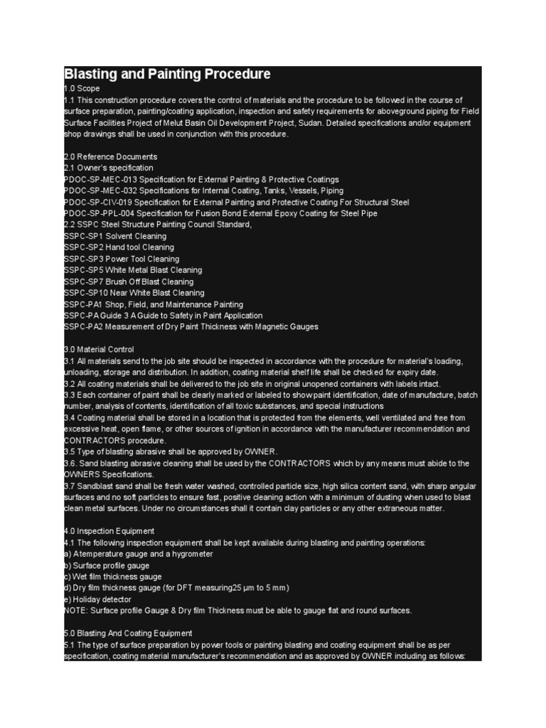 Blasting and Painting Procedure Abrasive Paint