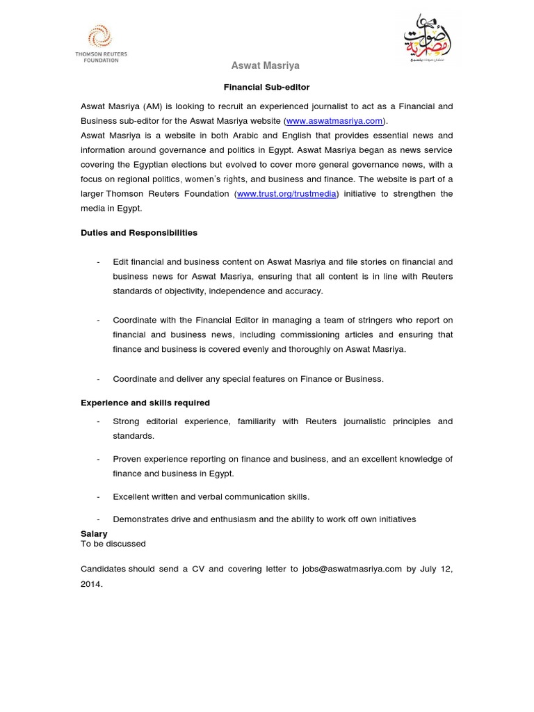 Financial Sub Editor | PDF | Law