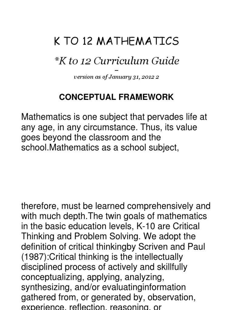 Math Curriculum PDF Teaching Mathematics Curriculum