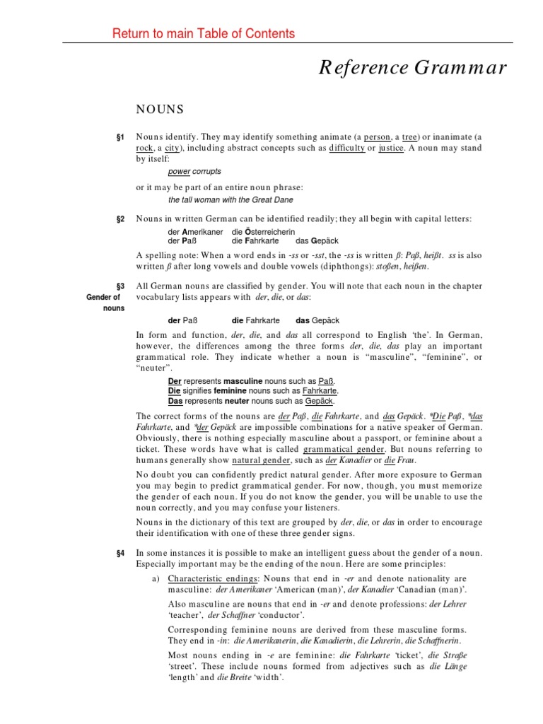 Reference Grammar Main Grammatical Gender Noun