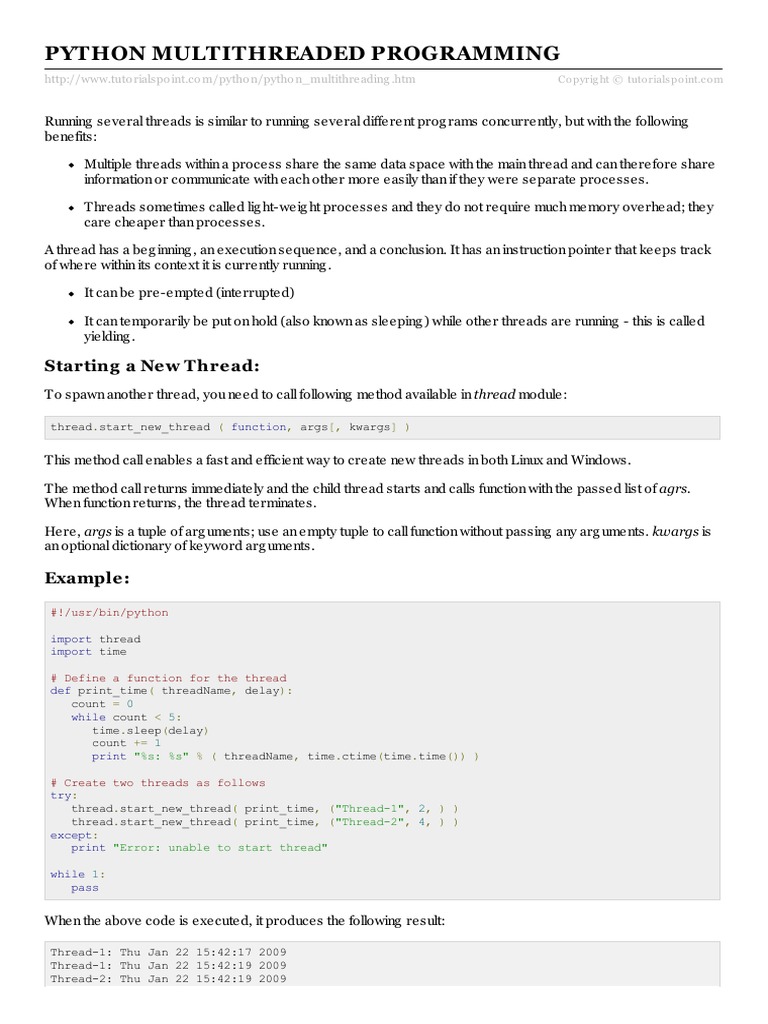 Multithreading in Python | PDF | Thread (Computing) | Computer Architecture