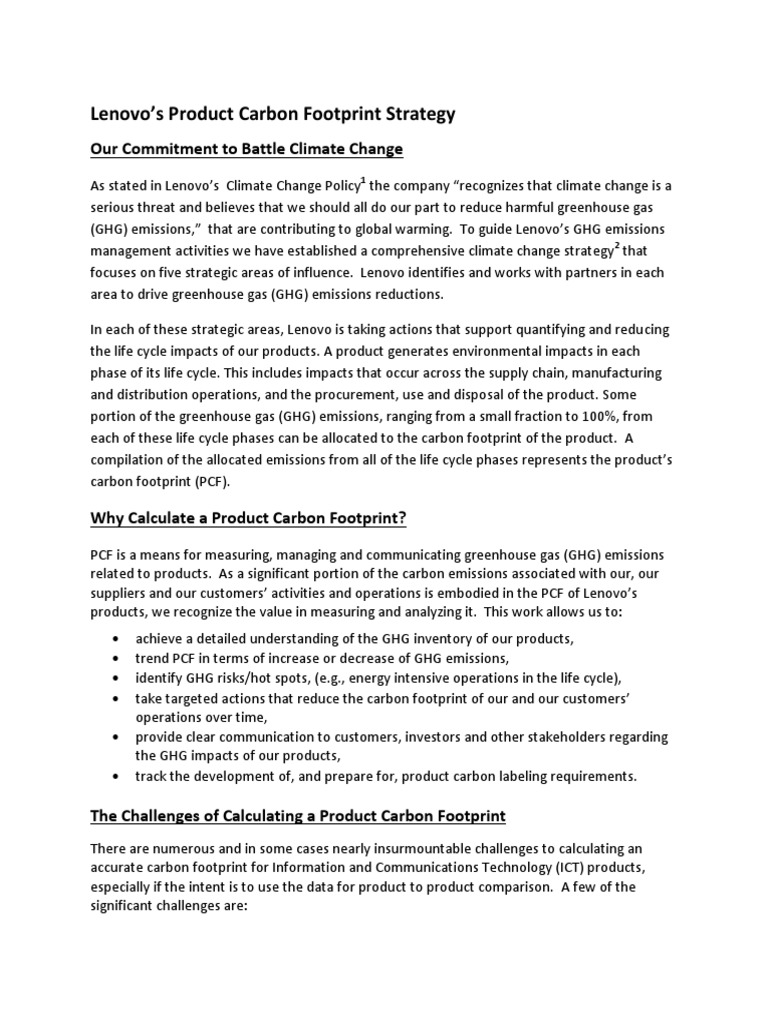 Lenovo PCF Strategy | PDF | Life Cycle Assessment | Carbon Footprint