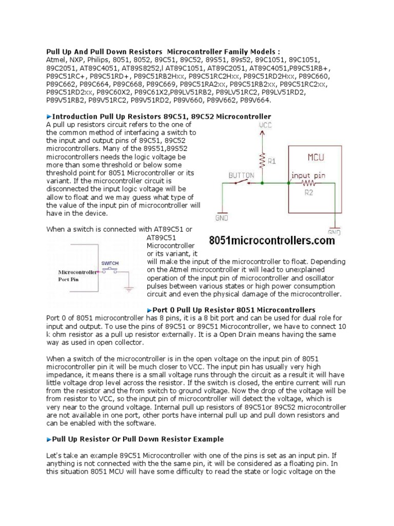 An InDepth Guide to Pull Up and Pull Down Resistors for Various 8051 Microcontroller Families
