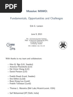 Massive MIMO: Fundamentals, Opportunities and Challenges: MM YS