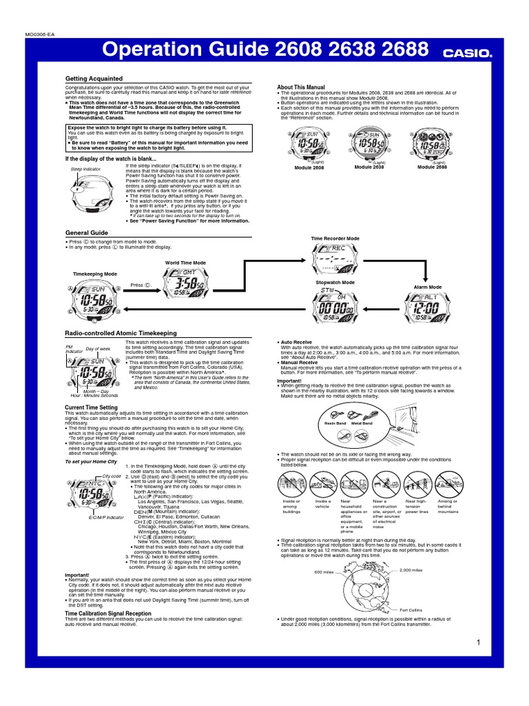 Casio GShock Solar 2688 PDF Watch Daylight Saving Time