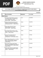 List of Colleges of Nursing For B. SC (N) Course Recognised and Permitted To Admit Students For The Academic Year 2014-2015