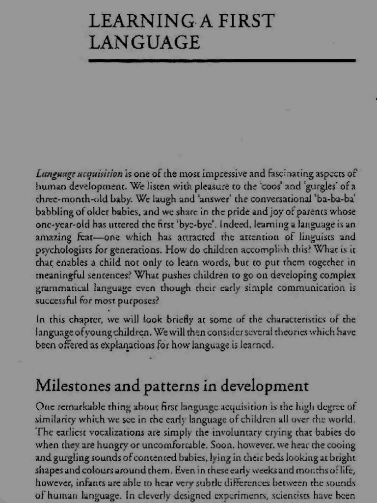 Learning A First Language | PDF | Language Arts & Discipline
