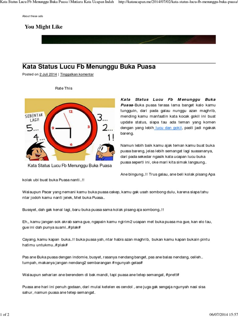 Kata Status Lucu Fb Menunggu Buka Puasa Mutiara Kata Ucapan Indah