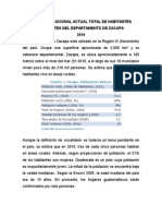 Censo Poblacional Actual Total de Habitantes Existentes Del Departamento de Zacapa