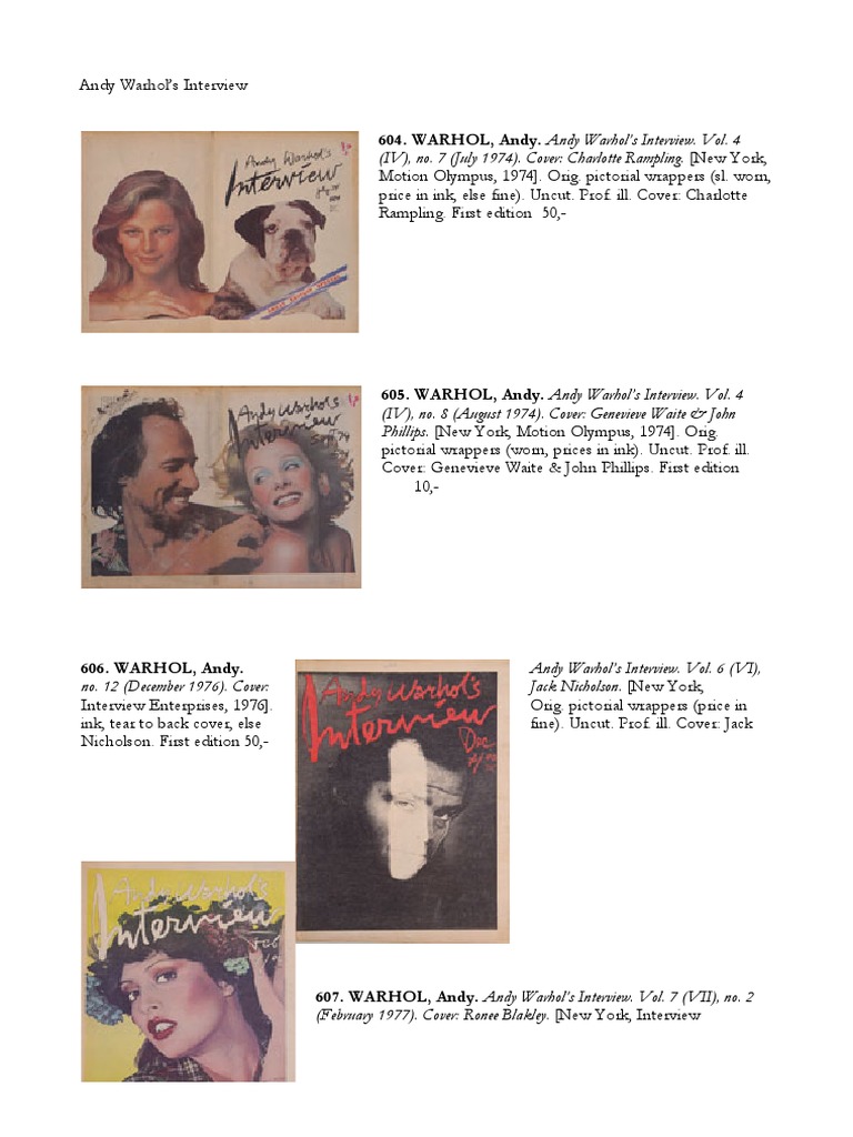 Andy Warhol's Interview Magazine Issues | PDF | American Actors