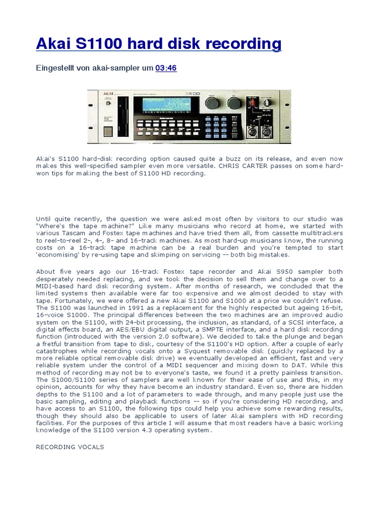 HD Recording and Sampling Tips | Synthesizer | Microphone