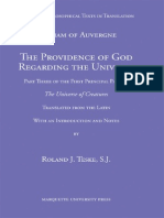 William of Auvergne the Providence of God Regarding the Universe Vediaeval Philosophical Texts in Translation 2007